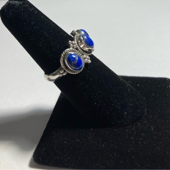 Doug Paulus Sterling Silver Lapis Ornate Ring - Picture 4 of 6